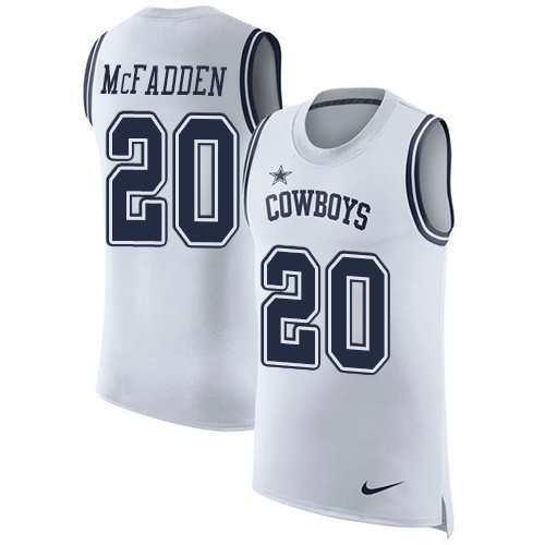 Nike Cowboys #20 Darren McFadden White Men's Stitched NFL Limited Rush Tank Top Jersey - Click Image to Close
